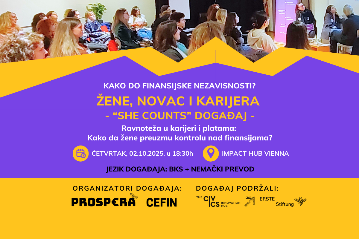 Najava: Žene, novac i karijera – „She Counts“ događaj u Beču 2. oktobra 2025.